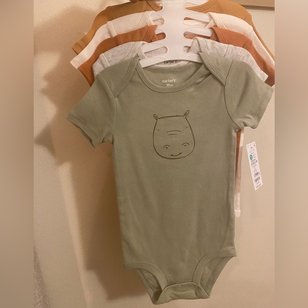 Carter's Short-Sleeve Baby Bodysuit Set with Animal Face Print